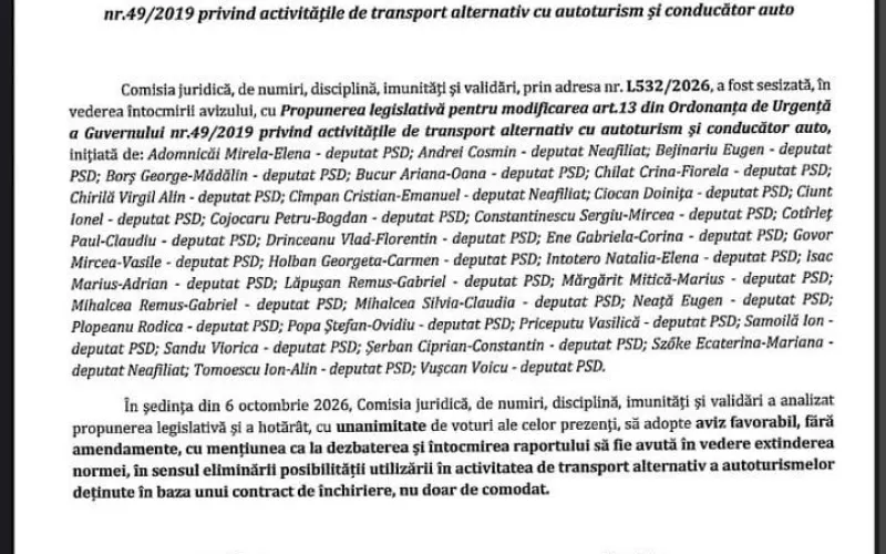 Aviz favorabil, în unanimitate, la Comisia juridică a Senatului!